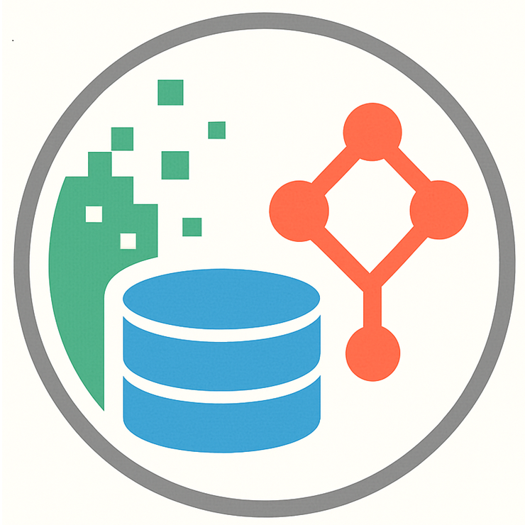 GitCover Logo — Grün (digitale Welt), Orange (Git-Node-Tree), Blau (DB), Grau (Coverage-Ring)
